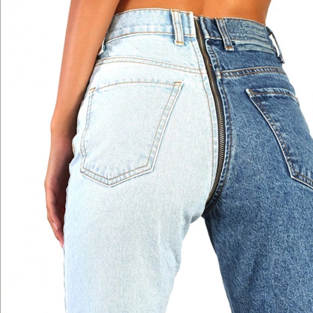 REVICE Two-Tone High Rise Jeans - Picture 4 of 4